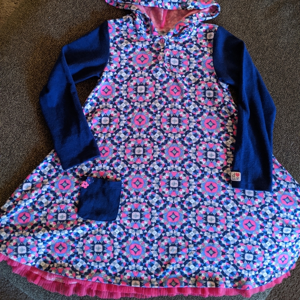 Deux Par Deux Girls Hooded Sweater Tunic Dress